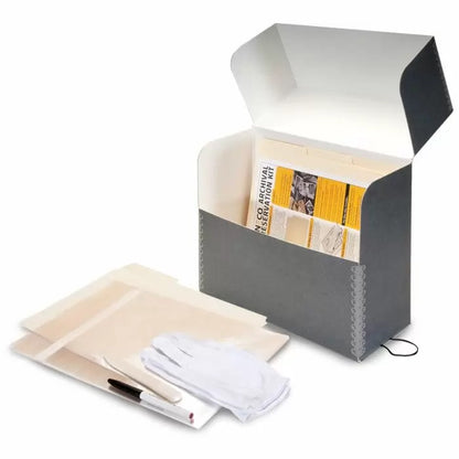 Archival Preservation Kit, Including Document Case, 12 File Folders, 10 Photo Art Bags, pH Testing Pen, Bone Folder, 1 pair of Cotton Gloves