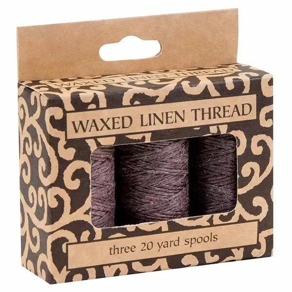 Waxed Linen Thread, Natural, Black, Brown