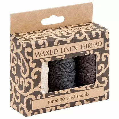 Waxed Linen Thread, Natural, Black, Brown